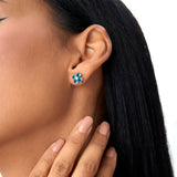 14k London Blue Topaz Four Leaf Clover Studs Ferkos Fine Jewelry