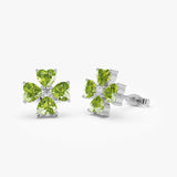 14k Peridot Four Leaf Clover Studs Ferkos Fine Jewelry