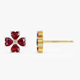 14k Garnet Four Leaf Clover Studs Ferkos Fine Jewelry