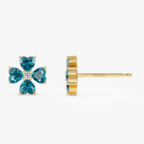 14k London Blue Topaz Four Leaf Clover Studs Ferkos Fine Jewelry