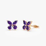 14K Amethyst Butterfly Stud Earrings Ferkos Fine Jewelry