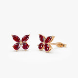 14K Garnet Butterfly Stud Earrings Ferkos Fine Jewelry