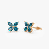 14K London Blue Topaz Butterfly Stud Earrings Ferkos Fine Jewelry