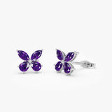 14K Amethyst Butterfly Stud Earrings Ferkos Fine Jewelry