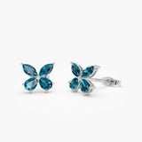 14K London Blue Topaz Butterfly Stud Earrings Ferkos Fine Jewelry