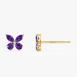 14K Amethyst Butterfly Stud Earrings Ferkos Fine Jewelry