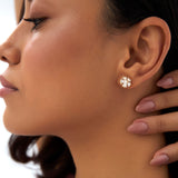 14k Baguette & Round Diamond Unique Flower Earrings Ferkos Fine Jewelry