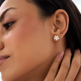 14k Baguette & Round Diamond Unique Flower Earrings Ferkos Fine Jewelry