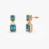 14K Emerald London Blue Topaz Dangle Drop Earrings Ferkos Fine Jewelry