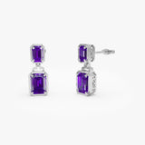 14K Emerald Amethyst Dangle Drop Earrings Ferkos Fine Jewelry