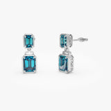 14K Emerald London Blue Topaz Dangle Drop Earrings Ferkos Fine Jewelry