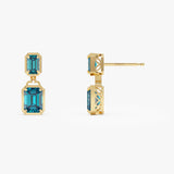 14K Emerald London Blue Topaz Dangle Drop Earrings Ferkos Fine Jewelry