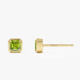 14K Asscher Cut Peridot Stud Earrings Ferkos Fine Jewelry
