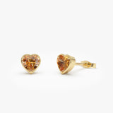 14K Heart Shaped Citrine Stud Earrings 14k Gold Ferkos Fine Jewelry