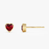 14K Heart Shaped Garnet Stud Earrings Ferkos Fine Jewelry