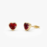 14K Heart Shaped Garnet Stud Earrings 14k Gold Ferkos Fine Jewelry