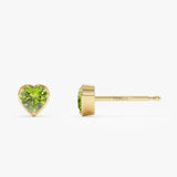 14K Heart Shaped Peridot Stud Earrings Ferkos Fine Jewelry