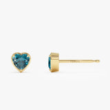 14K Heart Shaped London Blue Topaz Stud Earrings Ferkos Fine Jewelry