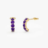14K Prong Set Amethyst Half Hoops Ferkos Fine Jewelry