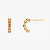 14K Prong Set Citrine Half Hoops Ferkos Fine Jewelry