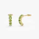 14K Prong Set Peridot Half Hoops 14k Gold Ferkos Fine Jewelry