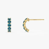 14K Prong Set London Blue Topaz Half Hoops Ferkos Fine Jewelry