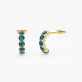 14K Prong Set London Blue Topaz Half Hoops 14k Gold Ferkos Fine Jewelry