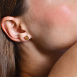 14K Cushion Shaped Round Citrine Stud Earrings Ferkos Fine Jewelry