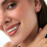 14K Cushion Shaped Round Peridot Stud Earrings Ferkos Fine Jewelry