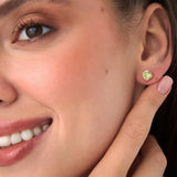 14K Cushion Shaped Round Peridot Stud Earrings Ferkos Fine Jewelry