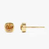 14K Cushion Shaped Round Citrine Stud Earrings Ferkos Fine Jewelry