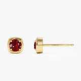 14K Cushion Shaped Round Garnet Stud Earrings Ferkos Fine Jewelry