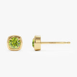 14K Cushion Shaped Round Peridot Stud Earrings Ferkos Fine Jewelry