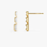 14k Baguette and Round Illusion Setting Diamond Drop Earrings Ferkos Fine Jewelry