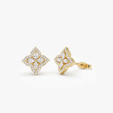 14k Diamond Petal Halo Stud Earrings 14k Gold Ferkos Fine Jewelry