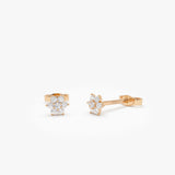 14k Diamond Floral Cluster Stud Earrings 14k Rose Gold Ferkos Fine Jewelry