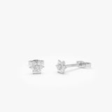 14k Diamond Floral Cluster Stud Earrings 14k White Gold Ferkos Fine Jewelry