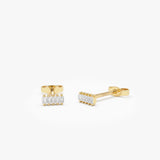14k Diamond Baguette Bar Stud Earrings 14k Gold Ferkos Fine Jewelry