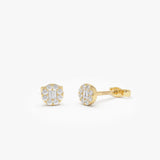 14k Baguette Diamond Halo Earrings 14k Gold Ferkos Fine Jewelry