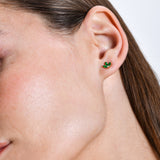 14k Emerald Petal and Diamond Stud Earrings Ferkos Fine Jewelry