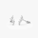 14k Diamond Vine Stud Earrings 14k White Gold Ferkos Fine Jewelry
