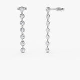 14k Long Diamond Drop Earrings 14k White Gold Ferkos Fine Jewelry