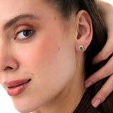 14k Emerald and Diamond Halo Stud Earrings Ferkos Fine Jewelry