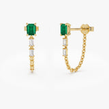14k Emerald Cut Drop Linked Earrings 14k Gold Ferkos Fine Jewelry