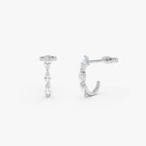 14k Gold Marquise Diamond Open Hoop Earrings 14k White Gold Ferkos Fine Jewelry