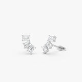 1.20 Ctw Lab Grown Emerald Cut Diamond Stud Earrings - Alba 14k White Gold Ferkos Fine Jewelry