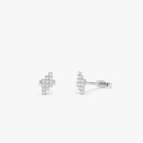 14k Diamond Step Design Geometric Stud Earrings 14k White Gold Ferkos Fine Jewelry
