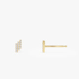14k Diamond Step Design Geometric Stud Earrings Ferkos Fine Jewelry