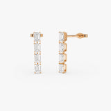1.60 Ctw 14k Prong Setting Emerald Cut Lab Grown Diamond Dangling Stud Earrings - Alia Ferkos Fine Jewelry