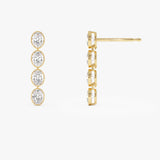 1.60 Ctw 14k Bezel Setting Oval Shape Lab Grown Diamond Dangling Stud Earrings - Bia Ferkos Fine Jewelry
